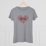 Love Red Heart Women Fitted Short Sleeve Shirt