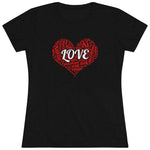 Love Red Heart Women Fitted Short Sleeve Shirt