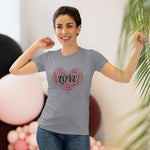 Love Red Heart Women Fitted Short Sleeve Shirt
