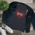 Love Red Heart Women Fitted Short Sleeve Shirt