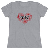 Love Red Heart Women Fitted Short Sleeve Shirt