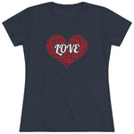 Love Red Heart Women Fitted Short Sleeve Shirt