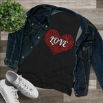 Love Red Heart Women Fitted Short Sleeve Shirt