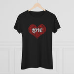 Love Red Heart Women Fitted Short Sleeve Shirt