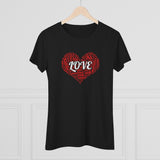 Love Red Heart Women Fitted Short Sleeve Shirt