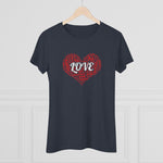 Love Red Heart Women Fitted Short Sleeve Shirt