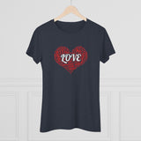 Love Red Heart Women Fitted Short Sleeve Shirt
