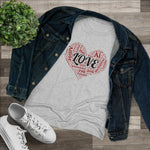 Love Red Heart Women Fitted Short Sleeve Shirt
