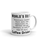 World's Best Coffee Drinker White Glossy Mug